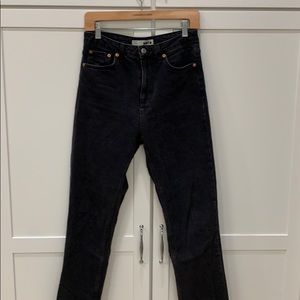 Topshop High-Waisted Straight Leg Black Jeans
